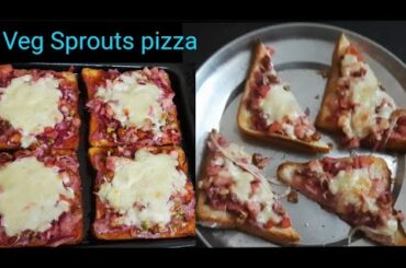 5 minutes veg Sprouts pizza khaya kya | bread toest | healthy snacks recipe | chaat recipe | cooking