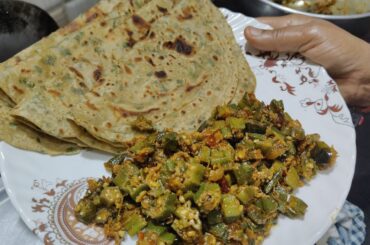 palak chapati and bhendi masala recipe|healthy breakfast recipes|#cooking|kausar's kitchen|