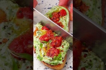 Garlicky Ricotta-Pesto #breakfastrecipe #pesto #toast #asmr