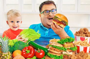 Healthy Food vs Junk Food Challenge with Oliver & Dad