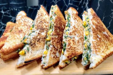 Delicious Corn Spinach Sandwich Recipe | Easy & Healthy Sandwich Ideas