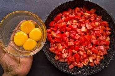 Just add Eggs to Tomato! Quick Breakfast in 5 minutes. Simple and delicious Recipe.