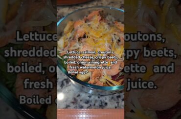 Quick, easy, healthy lunch idea.#salmon #bigsalad #salad #lettuce #healthy #subscribe