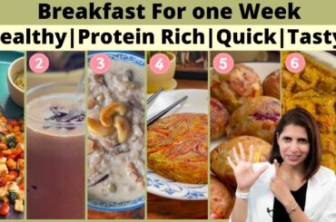 Breakfast Recipes for 1 Week | 6 Healthy Easy High Protein Meal Options | Ragi | Oats | Sattu | Poha