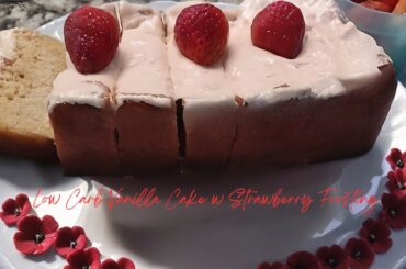 "Easy and Healthy Vanilla Cake with Strawberry Frosting  | Delicious and Moist Low Calorie Recipe