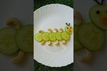 Healthy Snack Ideas for Kids: Cucumber Caterpillar Recipe | Beautiful Salad Art #shorts #salad