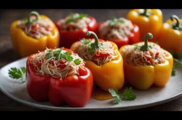 Sweet Peppers Stuffed with Vermicelli, Tuna & Honey | Easy Healthy Recipe!