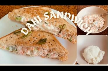 How to make Dahi Sandwich recipe/easy and quick sandwich for breakfast/hung curd healthy sandwich