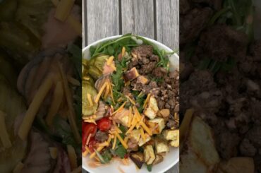 A burger, in a bowl!!! #highprotein #healthydinner #easydinner #yum #pcosdiet #shorts