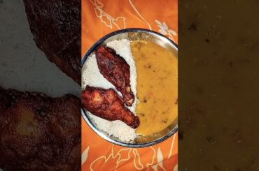 Daal chawal aur chicken fry best and healthy lunch
