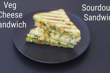 Veg Cheese Sandwich Recipe - Healthy Breakfast Recipe | Skinny Recipes