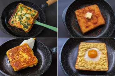 4 Breakfast Ideas With Just Eggs & Bread! 5 Minutes Simple Recipes! Delicious & Healthy Food.