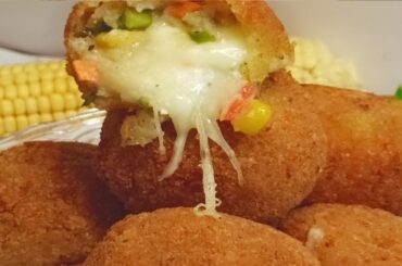 cheesy crispy potato corn cheese ball recipe|healthy snacks|potato snacks recipe|shehzadi food lab