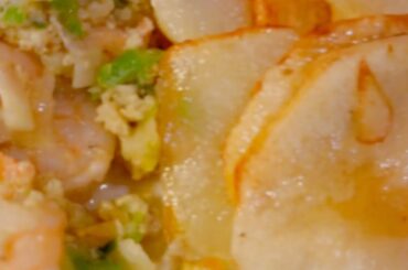 Quick hearty shrimp-veggies with potatoes breakfast ideas and the process to make #healthybreakfast