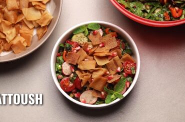 How to make the Perfect Arabic Fattoush - BEST Lebanese Tangy Salad | Post Gym Healthy Salad Recipe
