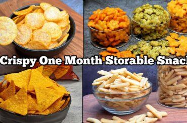 4 Homemade Snacks Recipe | 1-Month Storage Easy Crispy Tea Time Snacks !