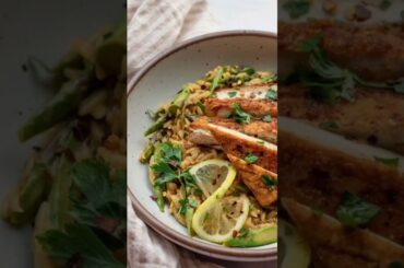 "Zesty Lemon Orzo & Seared Tofu: One-Pan Healthy Dinner Recipe!" #shorts #dinnerrecipe #veganfood