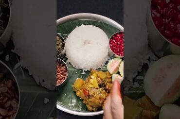 Healthy lunch recipes| white rice, sorrel leaves, white pumpkin, Horse Gram, pomegranate & Guava.