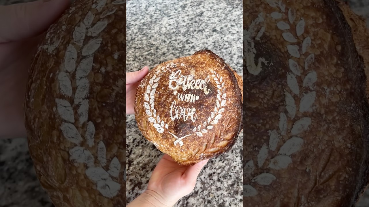 Stencil Art on #sourdoughbread #asmrfood #bread #sourdoughforbeginners #sourdoughlove #baking Stencil Art on #sourdoughbread #asmrfood #bread #sourdoughforbeginners #sourdoughlove #baking