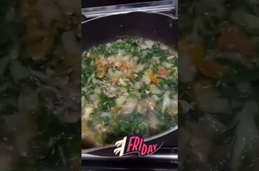 I'm cooking a healthy meal. This is Petchay w/ fish flakes. #tasty #healthy. #lunch #vegetables