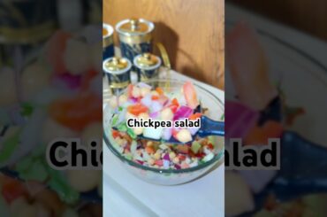 Chickpea Salad with Cumin Rice & Crispy Potato Wedges! #chickpeas #salad #proteinmeal #healthy #fyp