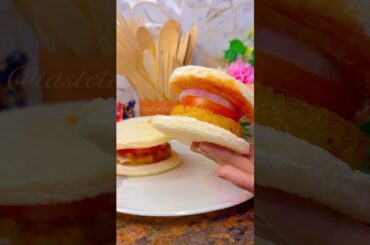 Bread burger | Healthy snack recipe | Veg burger recipe #shorts #tastethebestt_