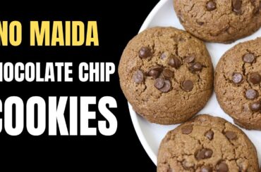 Healthy Khapli Wheat Chocolate Chip Cookies - No Maida - Low Gluten Easy Recipe for Healthy Cookies