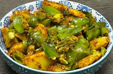 Achari aloo sem phali ki sabzi recipe | quick and healthy dinner / lunch recipe indian vegetarian