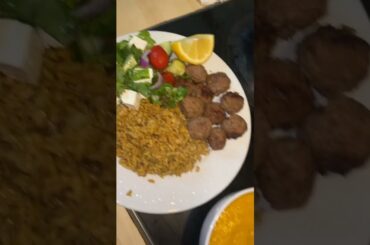 The Cheesiest Feta Salad & Meatball Rice