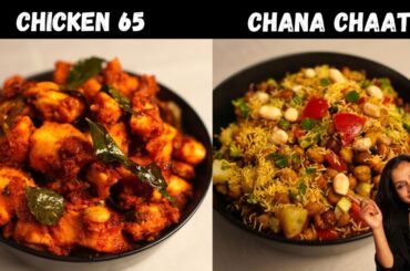 New Year Party Appetizers | CHICKEN 65 & BLACK CHICKPEA SALAD (Vegan) | Easy Healthy Recipes