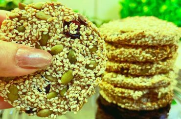 Gluten Free Only 3 Ingredients - Sesame Seeds & Pumpkin Seeds Cookie Recipe | Weight Loss Recipe