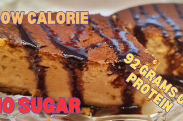 Protein cheesecake, low calorie, healthy, sugar free, with 92 grams of total protein