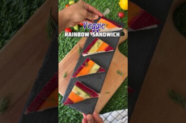 Veggie Rainbow Sandwich ! This has to be the prettiest sandwich that you’ll see ! It is the easiest