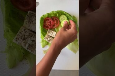 Lettuce wrap with feta, tomatoes, cucumbers & olives, inspired by tortilla trend!