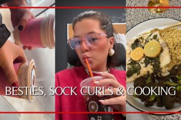 bestie gift exchange, easy & healthy dinner recipe for 2, sock curl tutorial | VLOGMAS IN NYC DAY 18