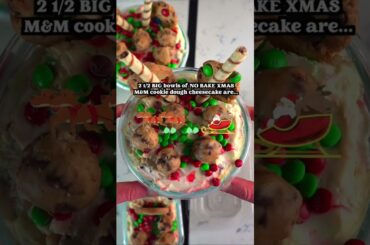 Low Calorie, High Protein No Bake M&M Monster Christmas Cookie Dough Cheesecake (UNDER 5 minutes)