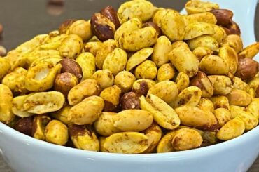 Spicy Roasted Peanuts-How To Make Roasted Peanuts-Masala Peanuts-Easy Healthy Snacks To Make At Home