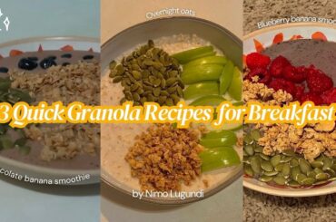 3 Quick Healthy Breakfast Ideas, Easy Granola Recipes, Smoothie Bowls, Overnight Oats