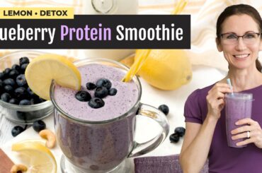Blueberry Protein Smoothie for Detox with Lemon, Banana & Ginger Recipe