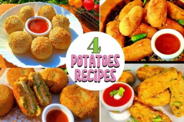 4 way Potatoes Recipes|Easy And Quick Snacks To Make At HomeEvening Snacks Recipe|potato Snacks