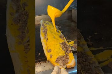 The GIANT 3 FOOT CHEESESTEAK WITH HOT CHERRY PEPPERS from Fedoroff’s in Brooklyn NYC! #DEVOURPOWER