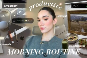 7AM Winter Morning Routine | journal prompts, workout, planning, breakfast ideas, grwm + giveaway!