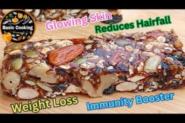 Weight Loss Granola Bars||Healthy Protein bars with dates and nuts Recipe||Energy Bars|Basic Cooking