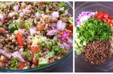 Quinoa Lentil Salad | High Protein Plant Based Salad Recipe | Quinoa and Lentils