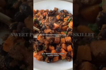 Sweet Potato & Turkey Skillet, healthy weeknight dinner recipe, GF #easyrecipe #healthyrecipes