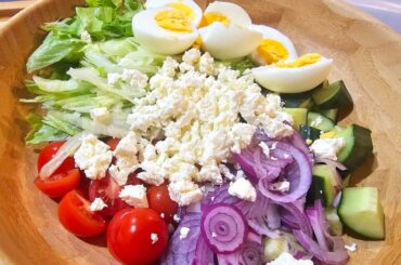 Fresh Garden Salad with Egg and Feta - Quick & Healthy Recipe!