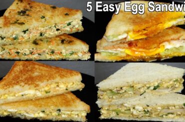5 easy Egg Sandwich Recipe | How to Make Egg Sandwich at Home