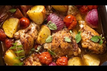 Mediterranean Baked Chicken Dinner (Lemon Garlic Chicken Potato Bake)