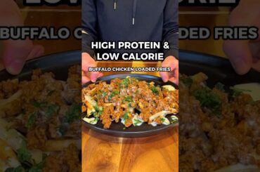Easy Eats High Protein & Low Calorie Buffalo Chicken Loaded Fries With Only 5 Ingredients! #healthy
