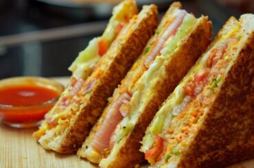 Healthy Veg Club Sandwich | Fresh, Crunchy & Delicious Sandwich Recipe at Home